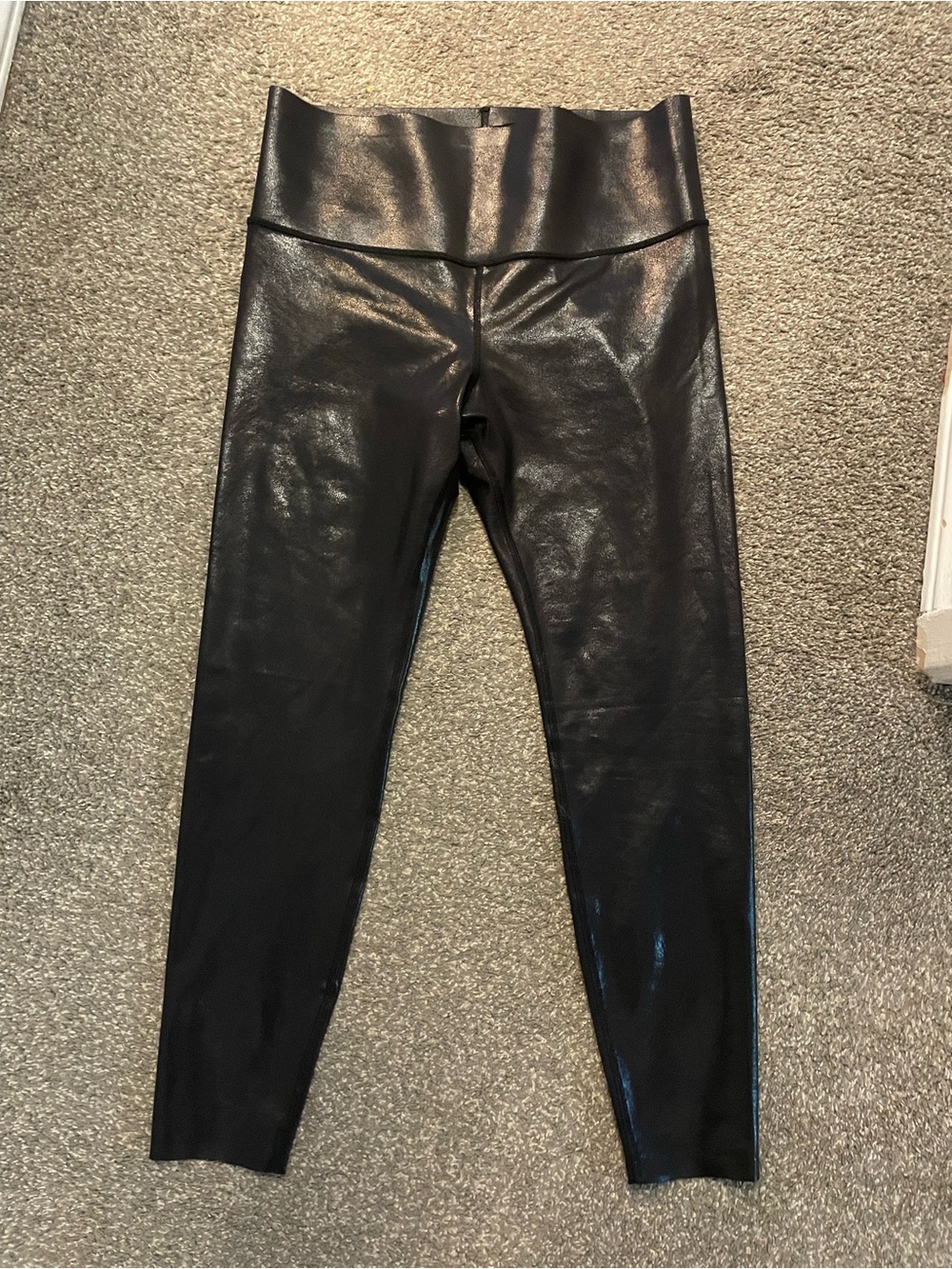 knix Black High-Waist Faux Leather Leggings - Glossy Panel